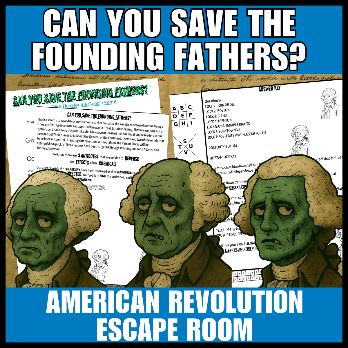 Halloween American Revolution Digital Escape Room - George Washington