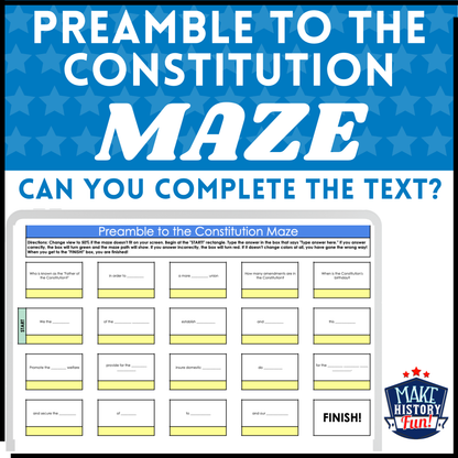 Preamble to the Constitution Maze (Google Sheets Activity)